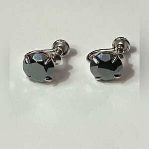 Vintage Sorrento Sterling Silver Hematite Earrings Screw Back.